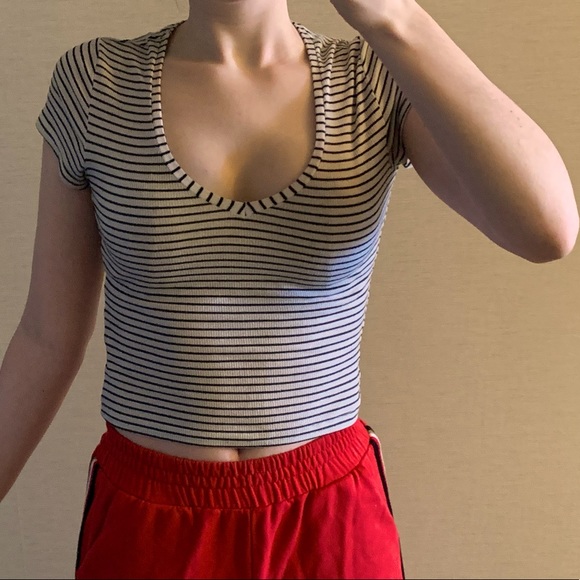 Miss Selfridge striped v-neck top - Picture 2 of 2